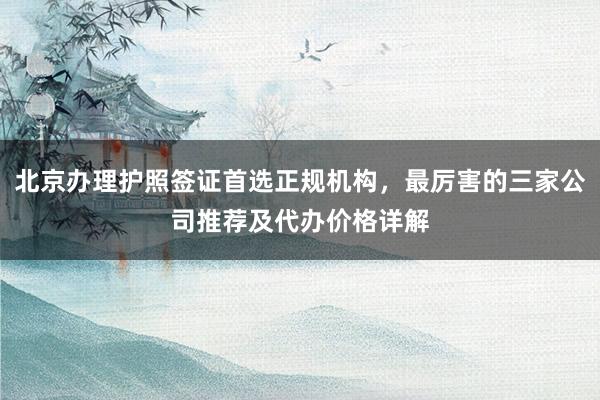 北京办理护照签证首选正规机构，最厉害的三家公司推荐及代办价格详解